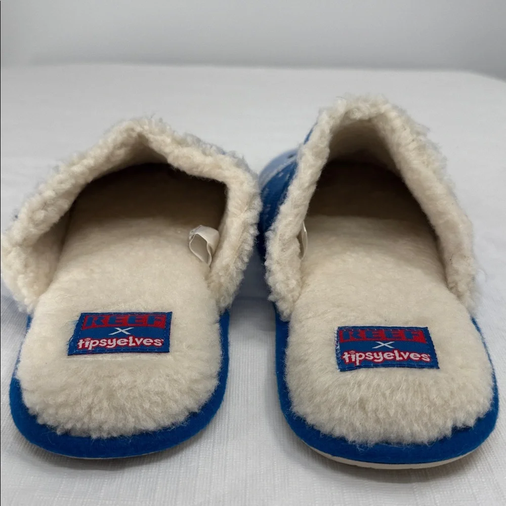 Reef x Tipsy Elves Slippers Wm Large EU 38/39 Blue Nude Naked Skating Santa Snow - Picture 4 of 9
